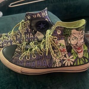 Joker & Batman High Top Converse—Chuck Taylor All Star—Canvas Sneakers—Like New